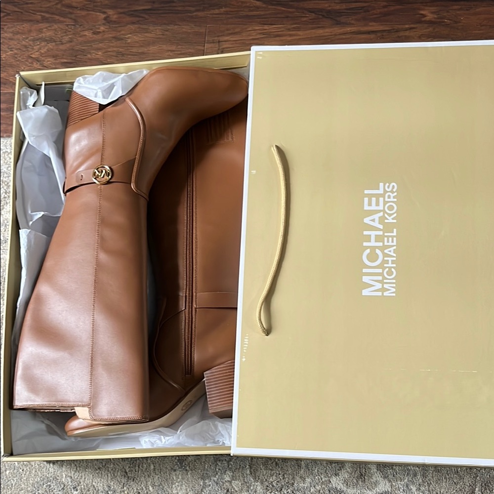Michael Kors Tan Heeled Boots Smooth Leather